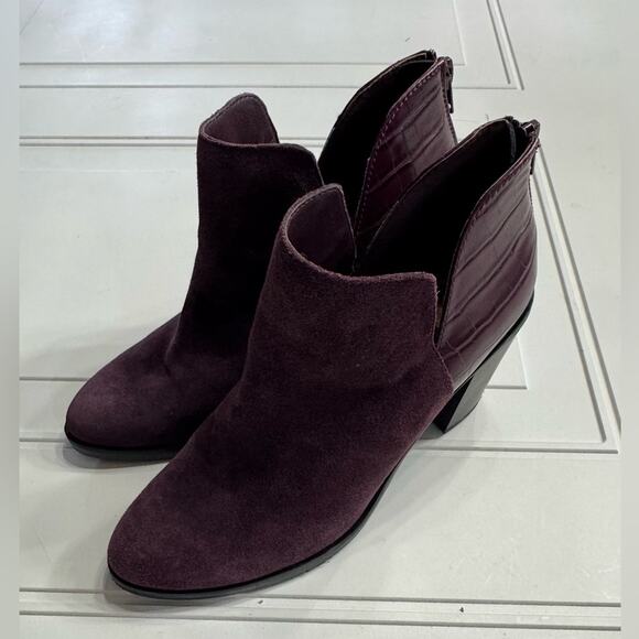 Dolce Vita Shoes - Dolce Vita DV Womens Size 8.5 Burgundy Suede Croc 3.5" Heel Ankle Bootie Shoes
